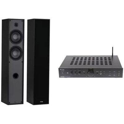 140BT-T65BK - 140W WIRELESS BT AMPLIFIER & 2 WAY TOWER SPEAKER BUNDLE