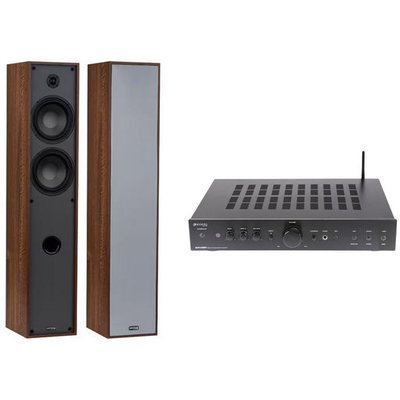 140BT-T65WD - 140W WIRELESS BT AMPLIFIER & 2 WAY TOWER SPEAKER BUNDLE