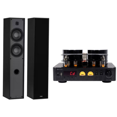 160BT-T65BK - 160W WIRELESS BT AMPLIFIER & 2 WAY TOWER SPEAKER BUNDLE